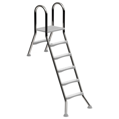 Preview: Hochbeckenleiter aus Edelstahl 5/1-stufig für teilversenkte Pools bis 150 cm