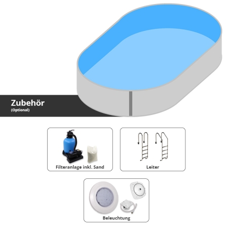 Preview: Stahlwand-Ovalpool Korfu 750x350x150 cm
