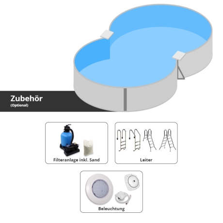 Preview: Stahlwand-Achtformpool Malta 725x460x120 cm