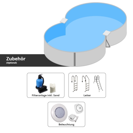Preview: Stahlwand-Achtformpool Malta 725x460x150 cm